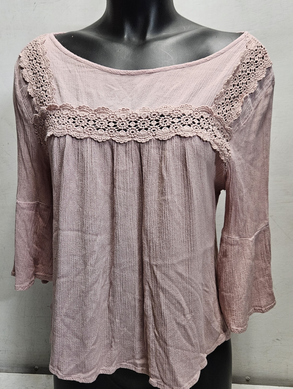 Heart & Hips Dusty Rose Pink Boho Blouse Womens Rayon Top size Small